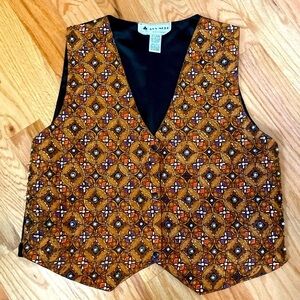 ANA MORI Vintage embellished vest Womens M-L beads pearls sparkle snaps Festival
